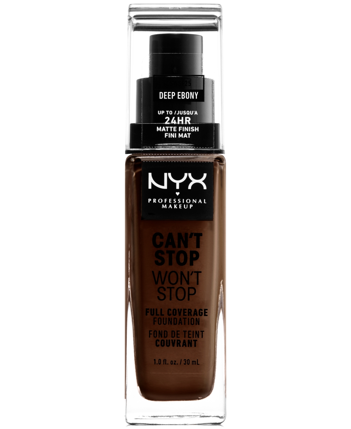 Nyx Professional Makeup Can't Stop Won't Stop Full Coverage Foundation, 1-oz. In Deep Ebony (deepest Deep Espresso,neutra