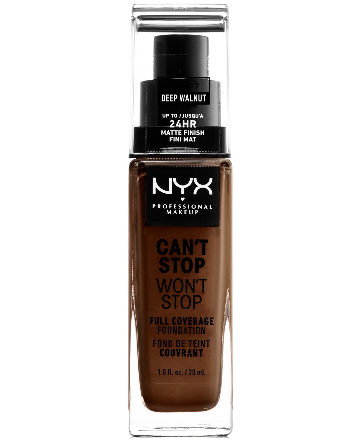 Nyx Professional Makeup Can't Stop Won't Stop Full Coverage Foundation, 1-oz. In . Deep Walnut (deepest Deep,warm Underto