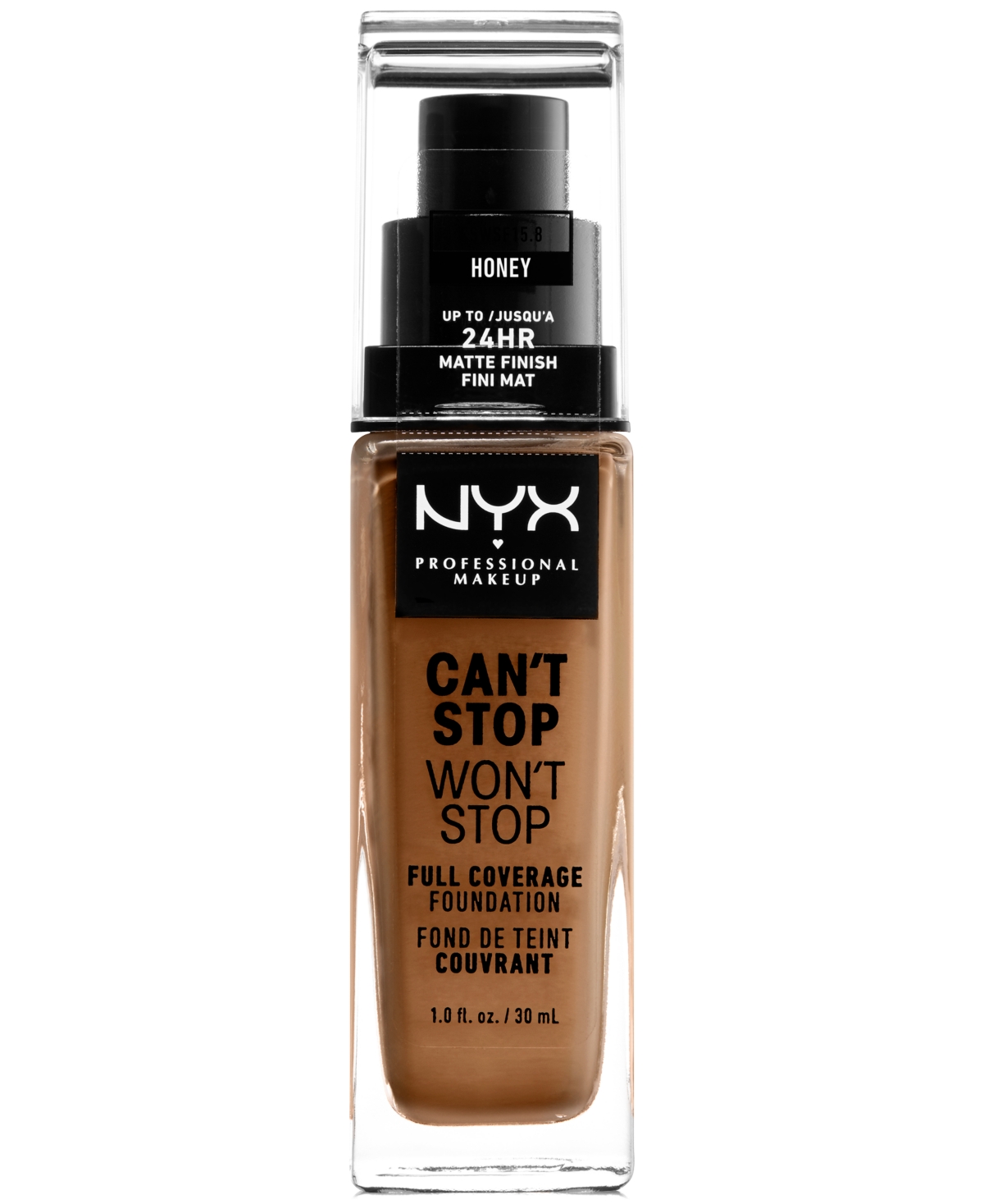 Nyx Professional Makeup Can't Stop Won't Stop Full Coverage Foundation, 1-oz. In . Honey (medium Tan,warm Undertone)