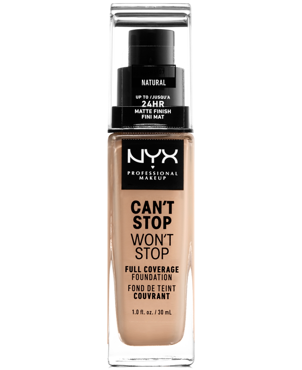 Nyx Professional Makeup Can't Stop Won't Stop Full Coverage Foundation, 1-oz. In Natural (nude,neutral Undertone)