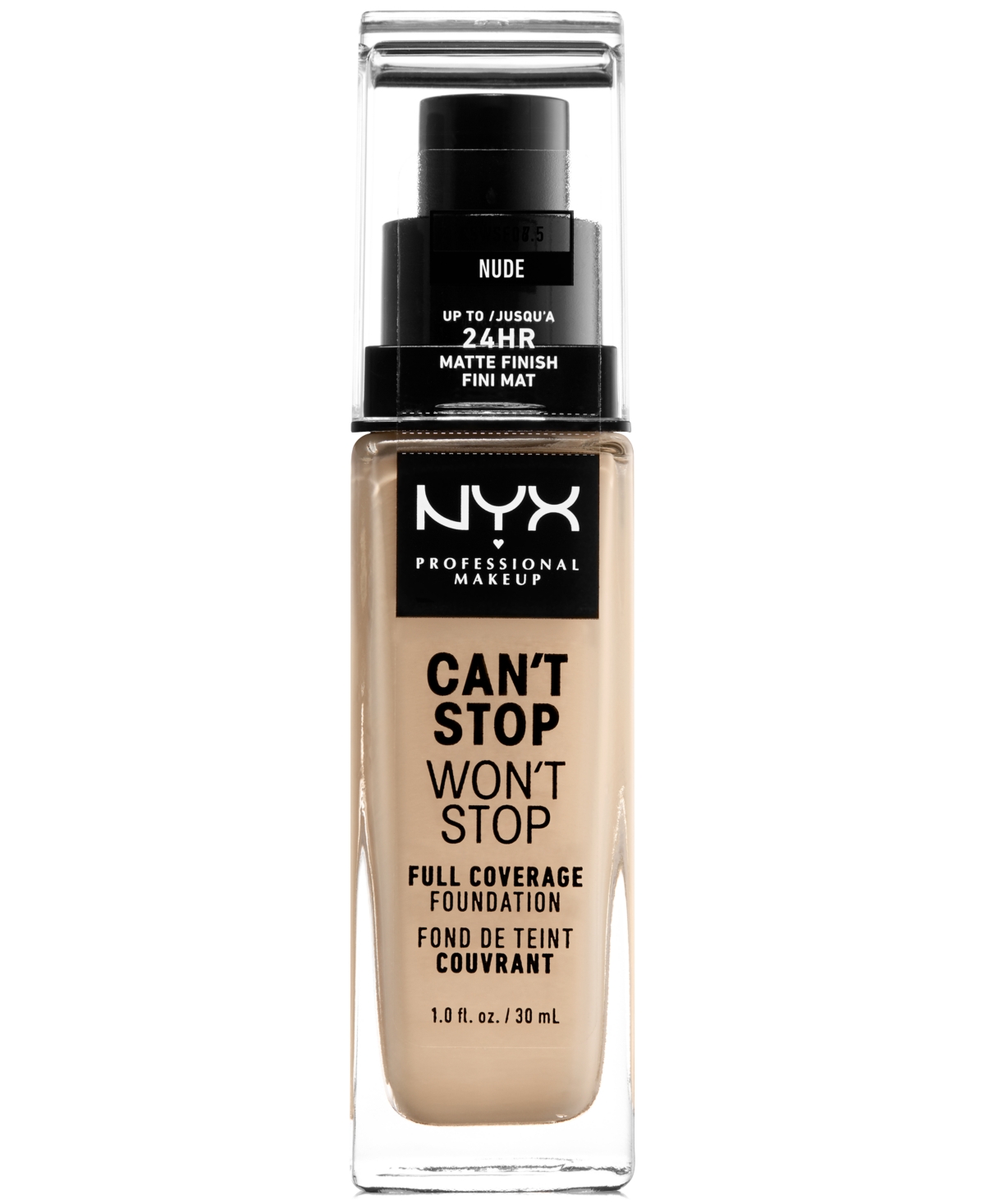 Nyx Professional Makeup Can't Stop Won't Stop Full Coverage Foundation, 1-oz. In . Nude (light,neutral Undertone)