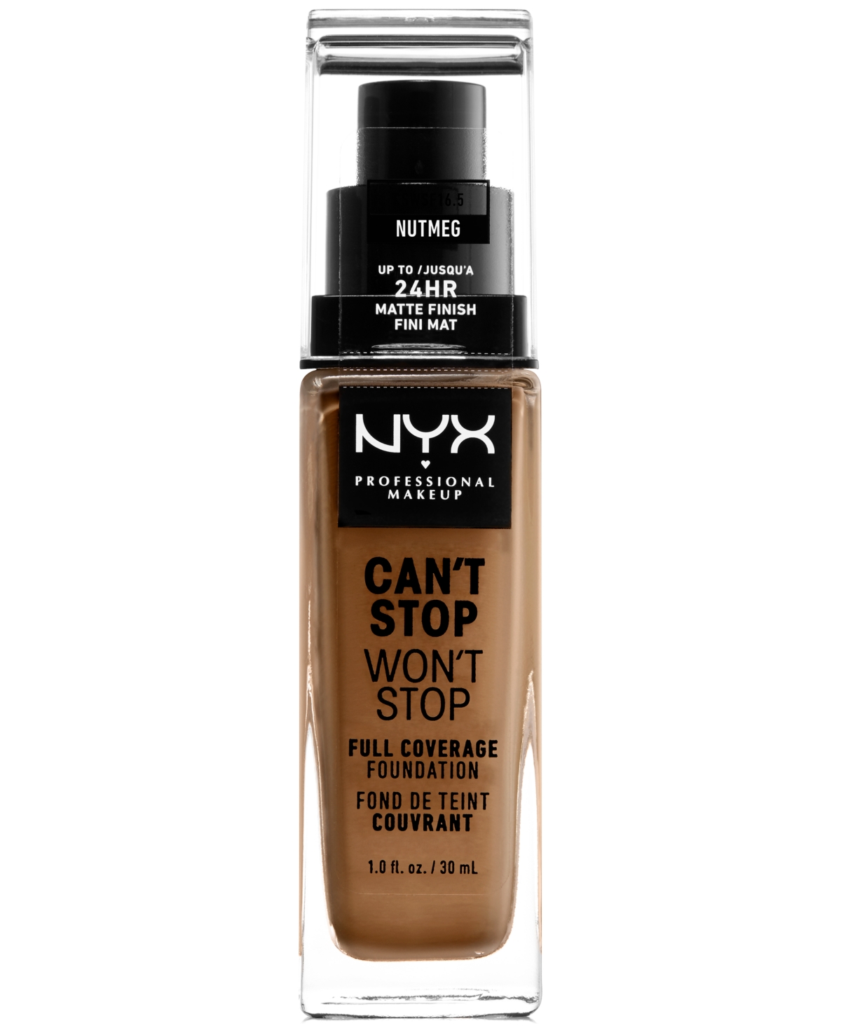 Nyx Professional Makeup Can't Stop Won't Stop Full Coverage Foundation, 1-oz. In . Nutmeg (medium Deep,cool Undertone)
