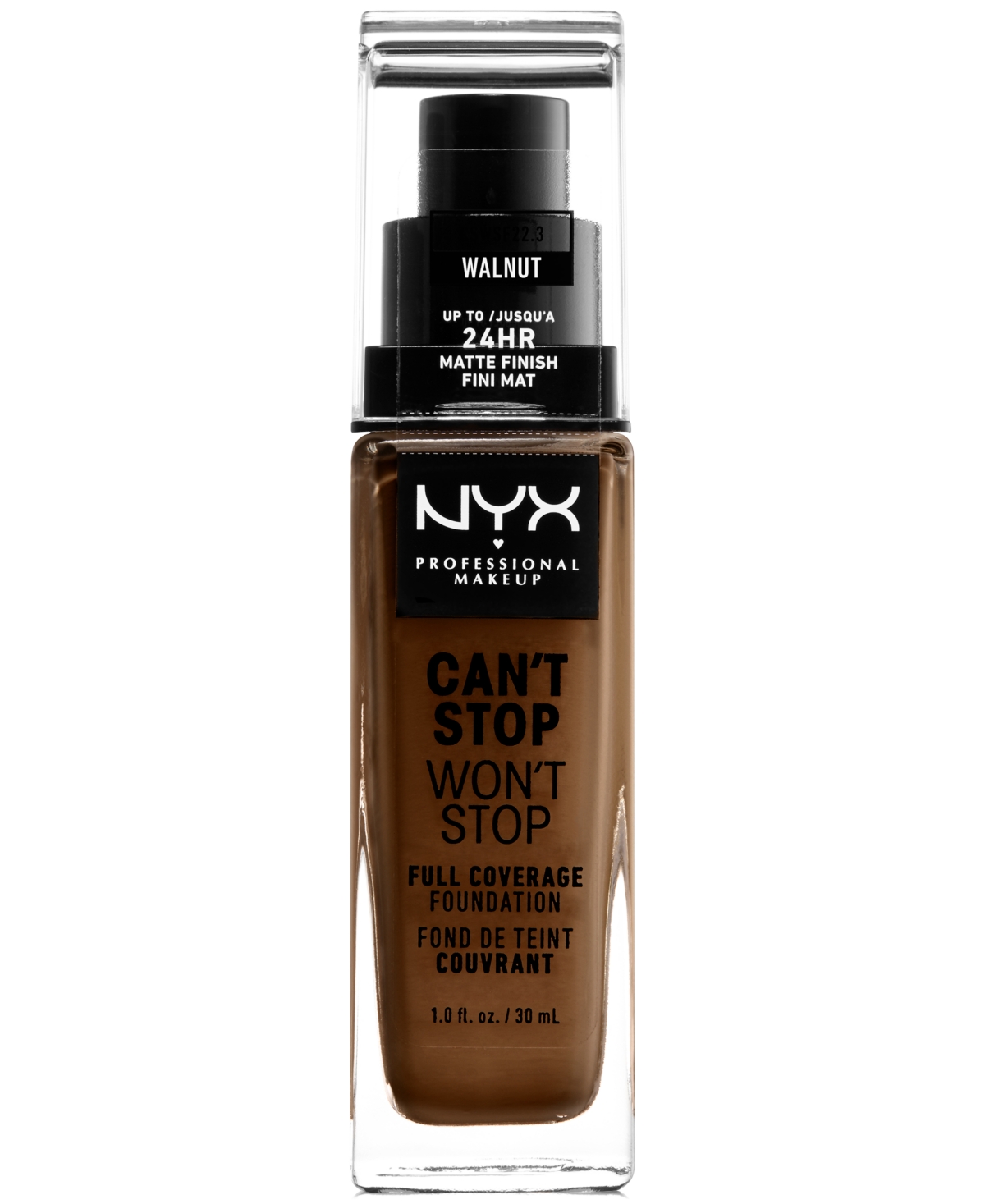 Shop Nyx Professional Makeup Can't Stop Won't Stop Full Coverage Foundation, 1-oz. In . Walnut (deep Deep,olive Undertone)