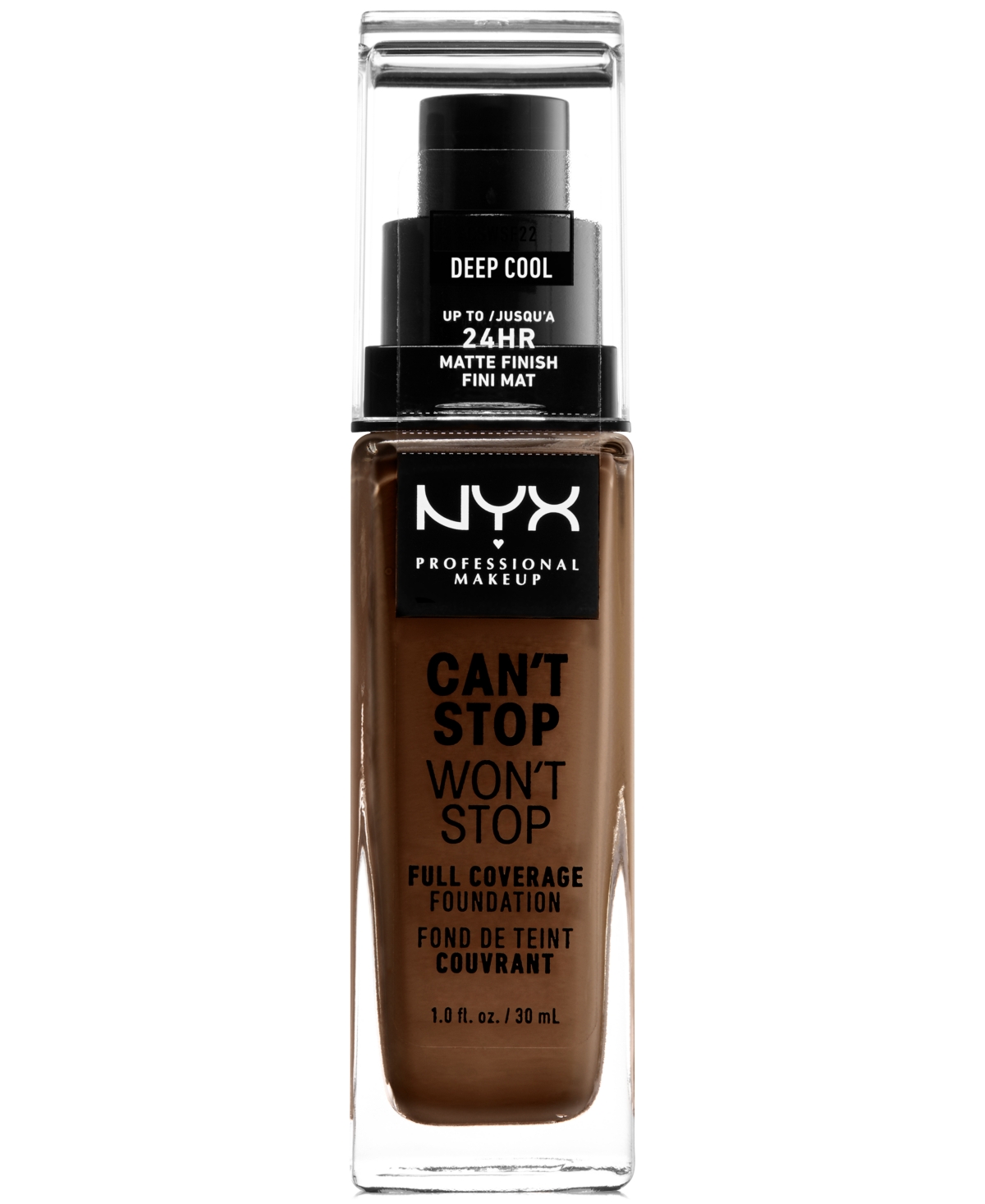 Nyx Professional Makeup Can't Stop Won't Stop Full Coverage Foundation, 1-oz. In Deep (deep Deep,warm Undertone)