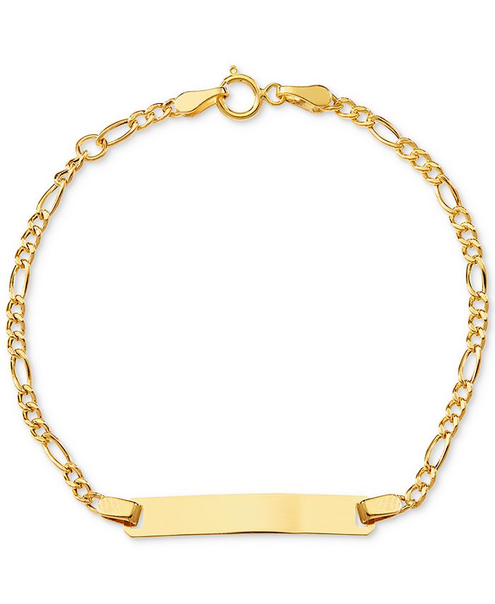 Macy's Children's ID Plate Figaro Link Bracelet in 14k Gold - Macy's
