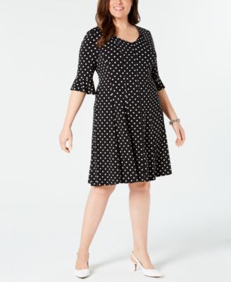 Connected - Plus Size Polka-Dot Fit & Flare Dress