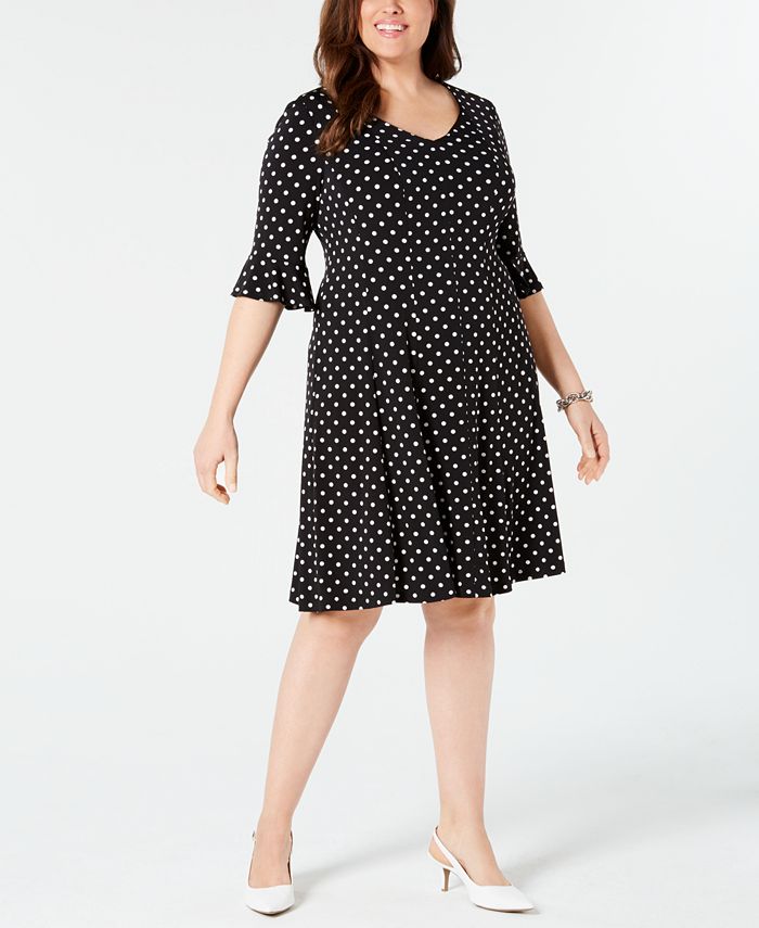 Connected Plus Size Polka-Dot Fit & Flare Dress - Macy's