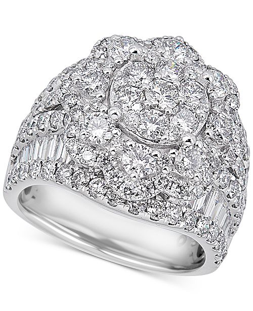 Macy S Diamond Flower Cluster Ring 4 Ct T W In 14k White Gold