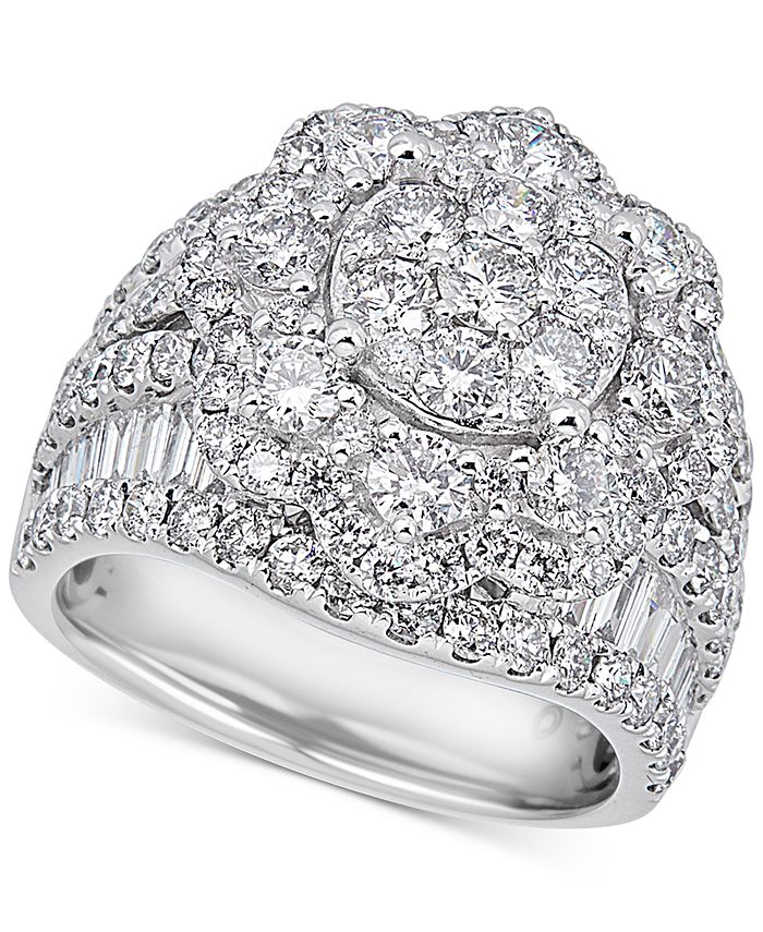 Macy's Diamond Flower Cluster Ring (4 ct. t.w.) in 14k White Gold Macy's
