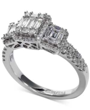 image of Effy Bridal Diamond Baguette Cluster Engagement Ring (3/4 ct. t.w.) in 14k White Gold