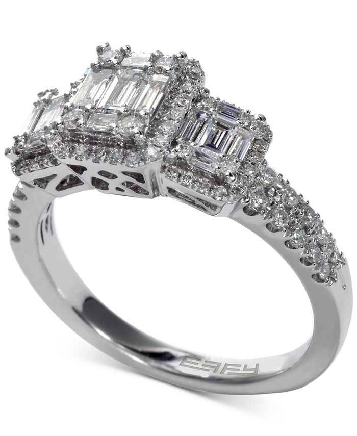 EFFY Collection EFFY® Bridal Diamond Baguette Cluster Engagement Ring ...
