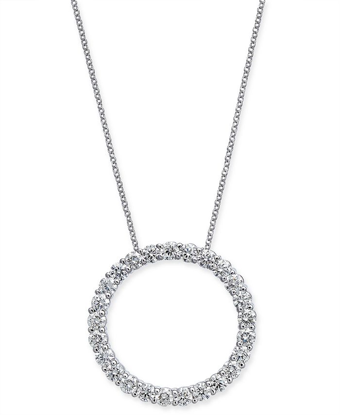 Macy's Diamond Circle Pendant Necklace (2 ct. t.w.) in 14k White Gold ...