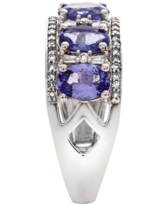 Sapphire (2-7/8 ct. t.w.) & Diamond (1/3 ct. t.w.) Ring in 14k White Gold (Also in Emerald, Tanzanite and Ruby)