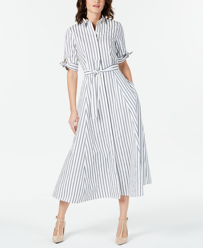 Calvin Klein Striped Shirtdress - Macy's