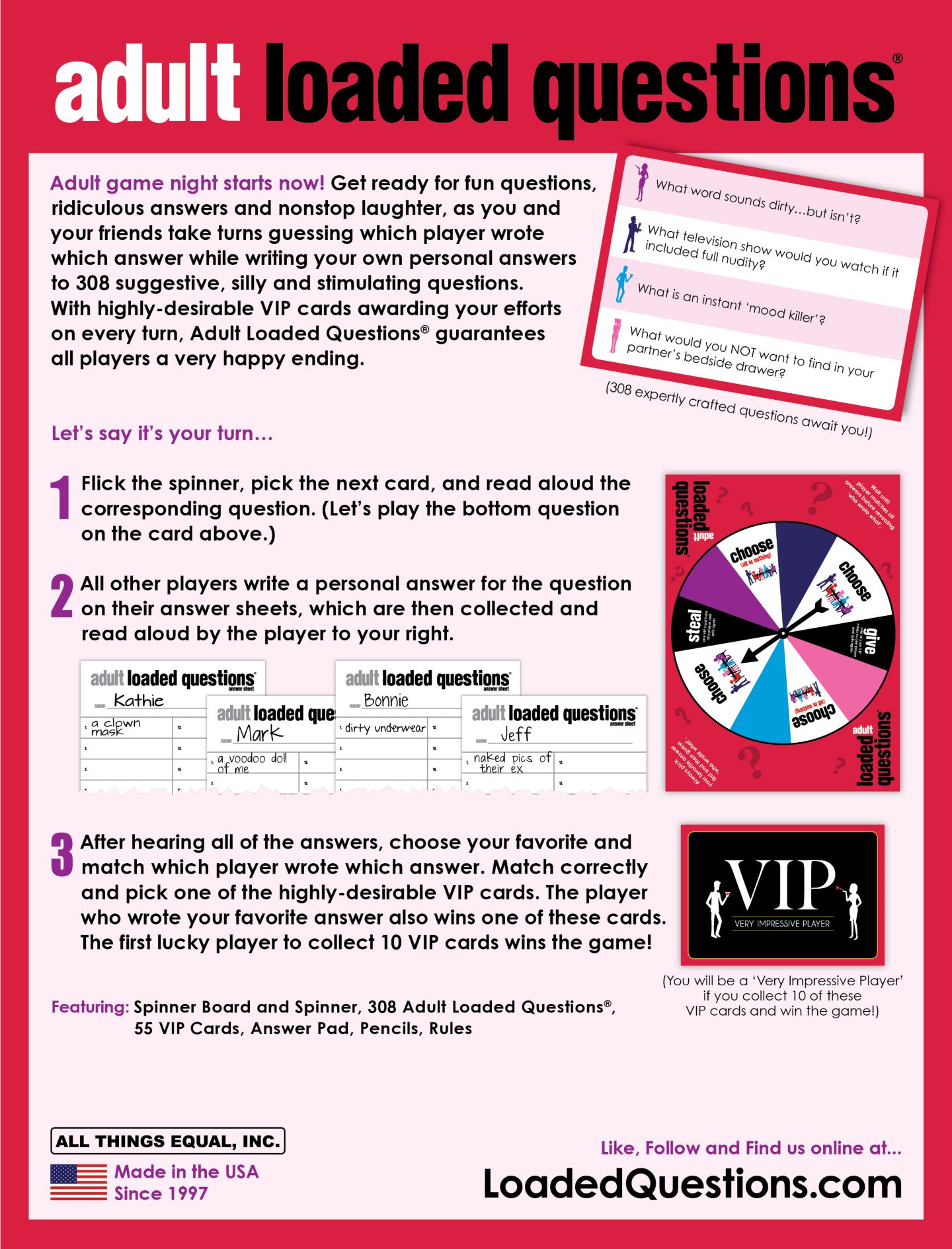 Детская настольная игра All Things Equal Adult Party Loaded Questions Board Game, Ages 17+ — фото 2