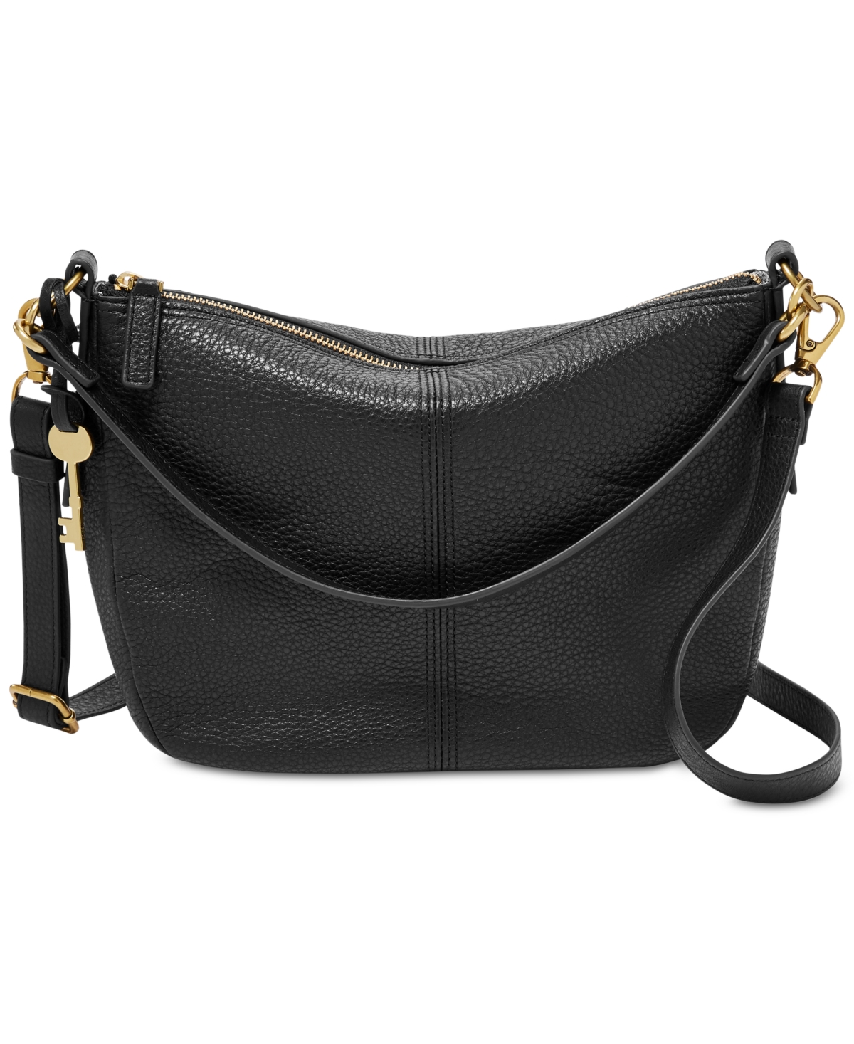 Fossil Jolie Leather Crossbody Bag In Black,gold