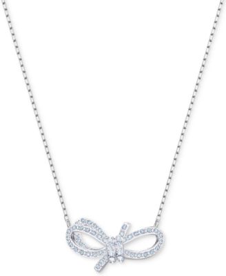 Swarovski - Silver-Tone Pav&eacute; Bow 14-4/5" Pendant Necklace