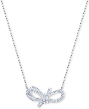 image of Swarovski Silver-Tone Pave Bow 14-4/5