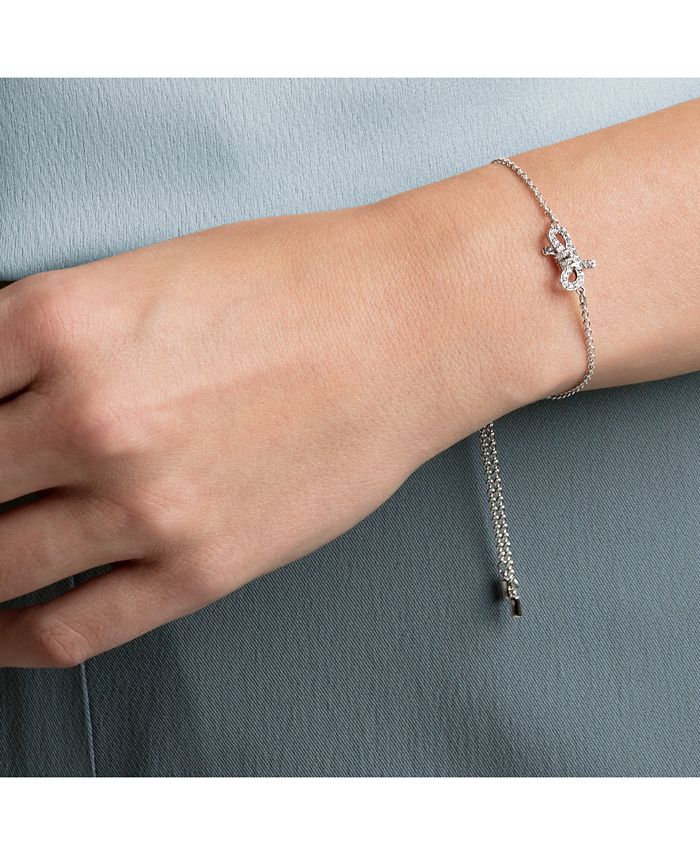 Swarovski SilverTone Pavé Bow Slider Bracelet Macy's