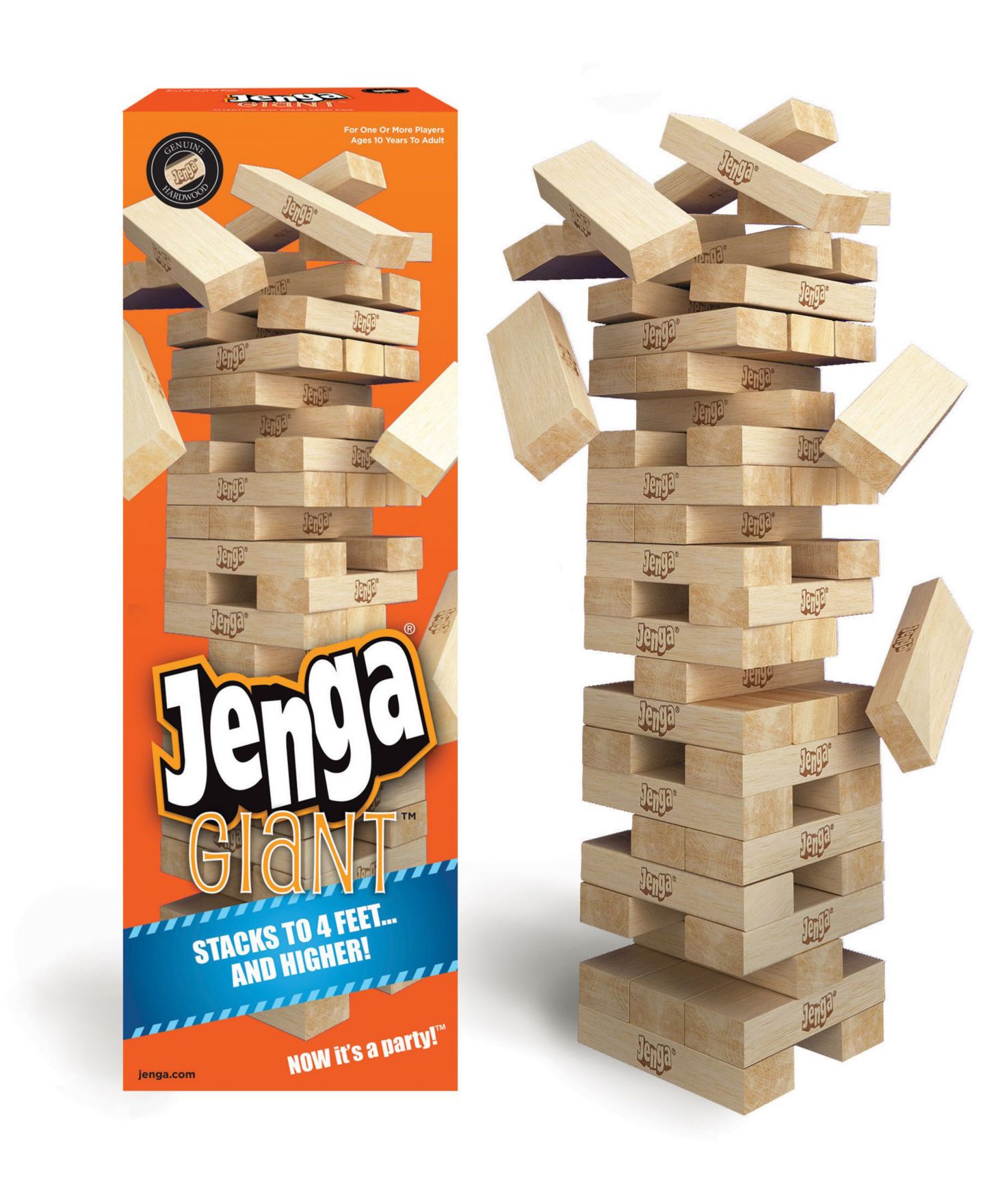 Детские настольные игры Jenga Giant Genuine Hardwood 54-Piece Board Game, Ages 10+ — фото 2