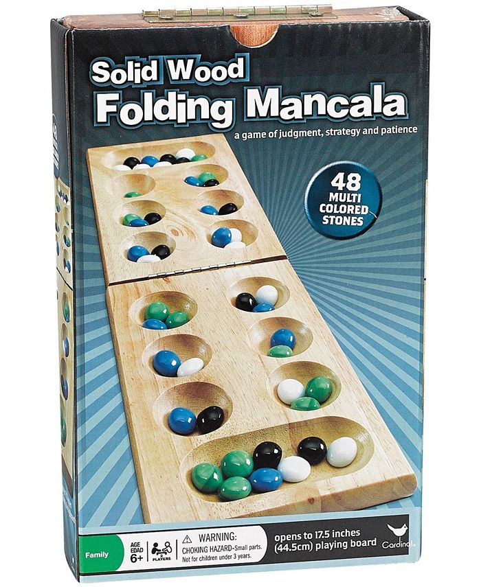 Folding Mancala Game: Solid Wood & Glass Stones - Modern Games