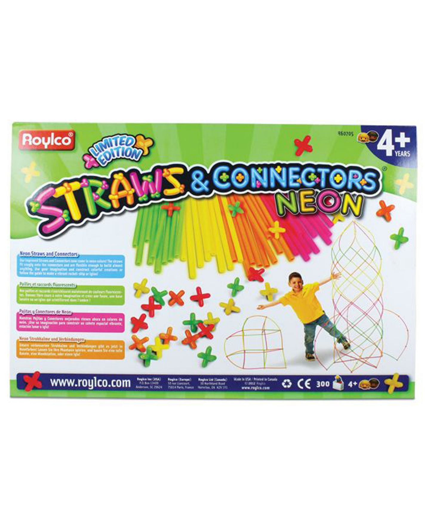 Детский конструктор Roylco Flexible Straws and Connectors 300-Piece Building Set, Ages 4+ — фото 2