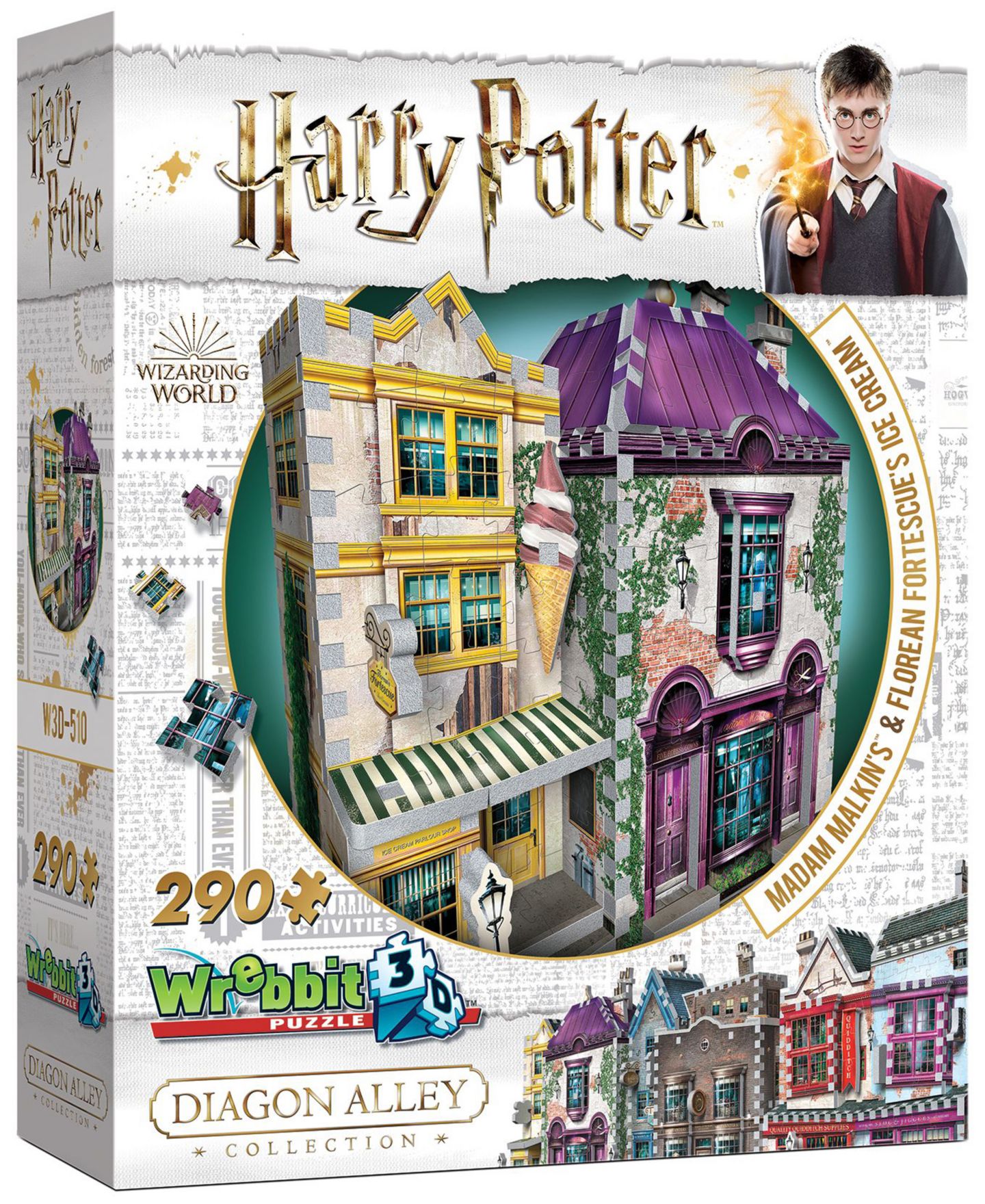 Детский пазл Wrebbit Harry Potter Diagon Alley 3D Puzzle, 290 Pieces, Ages 12+ — фото 8