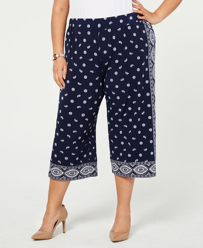 Michael Kors Plus Size Printed Culotte Pants - Macy's