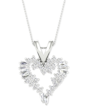 image of Diamond Heart Pendant Necklace (1/2 ct. t.w.) in 14k White Gold, 16