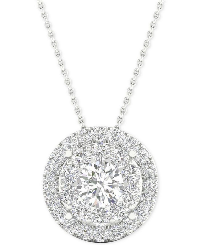 Line Of Love Diamond Halo Pendant Necklace 1 Ct T W In 14k White Gold 16 2 Extender Reviews Necklaces Jewelry Watches Macy S