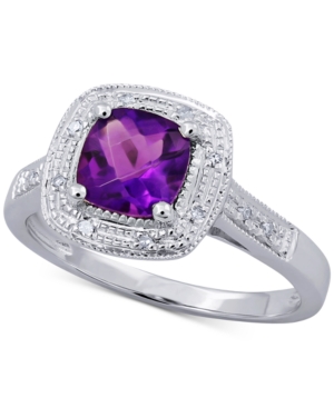 image of Amethyst (3/4 ct. t.w.) & Diamond Accent Ring in 14k White Gold (Also Available In Garnet, Mystic Topaz & Blue Topaz)
