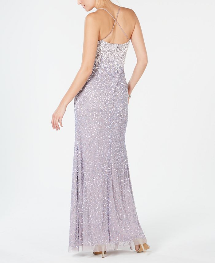 Adrianna Papell Beaded Cowl-Neck Gown - Macy's
