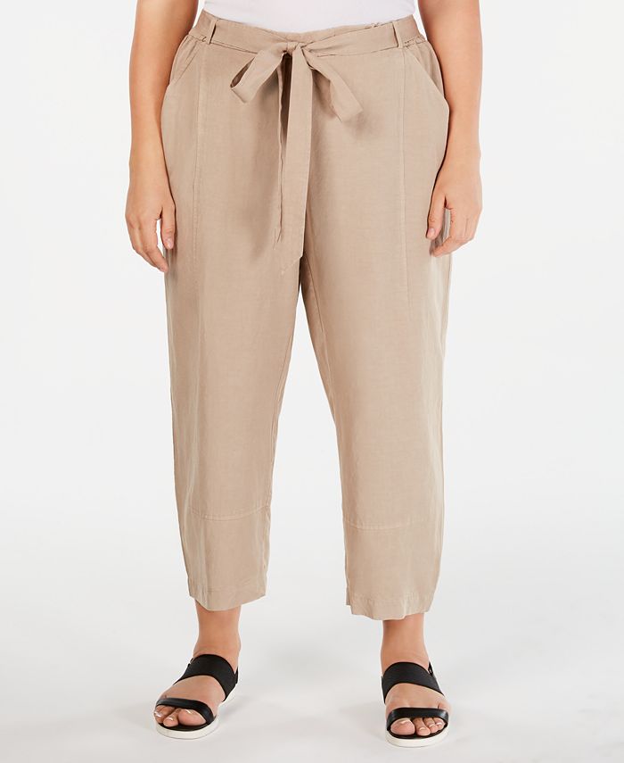 Eileen Fisher Plus Size Tie-Waist Pants - Macy's