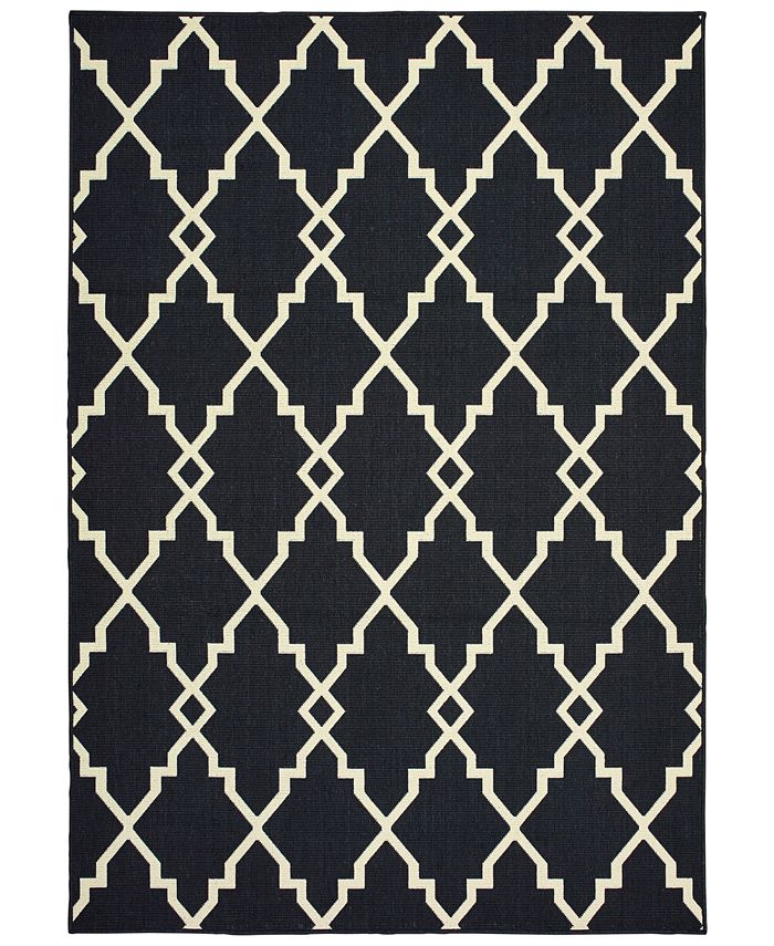 Oriental Weavers - Marina 7763K Black/Ivory 7'10" x 10'10" Indoor/Outdoor Area Rug