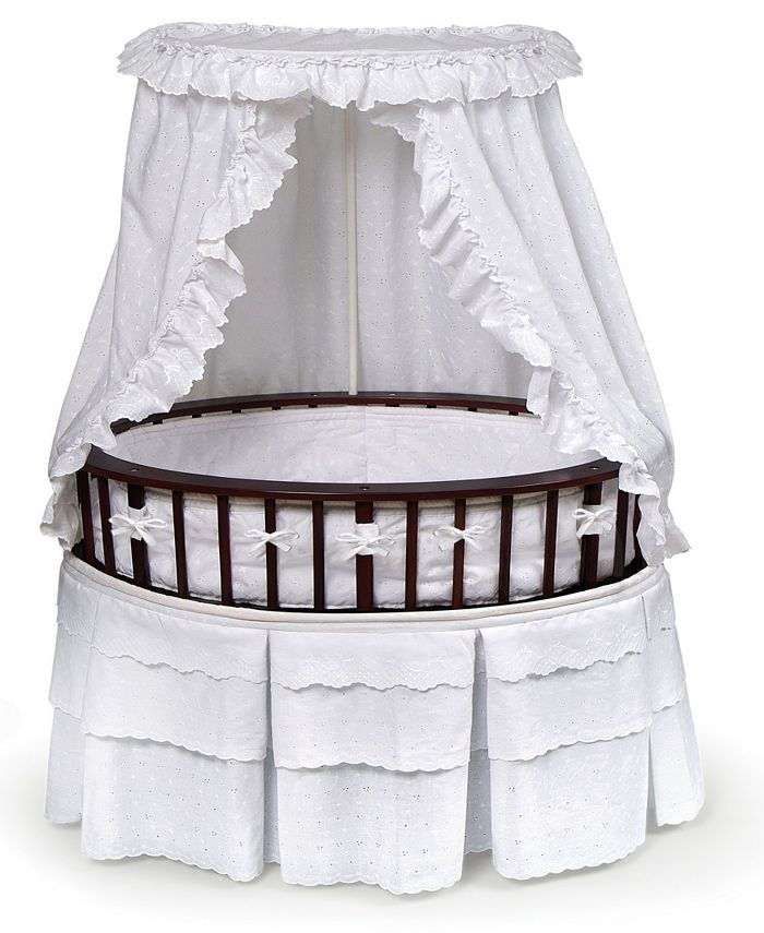 Badger Basket Elite Oval Baby Bassinet w/ Canopy in Cherry/White main image 0