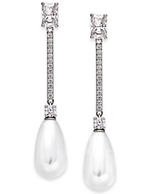 Crystal & Imitation Pearl Linear Drop Earrings, Created for Macy's 