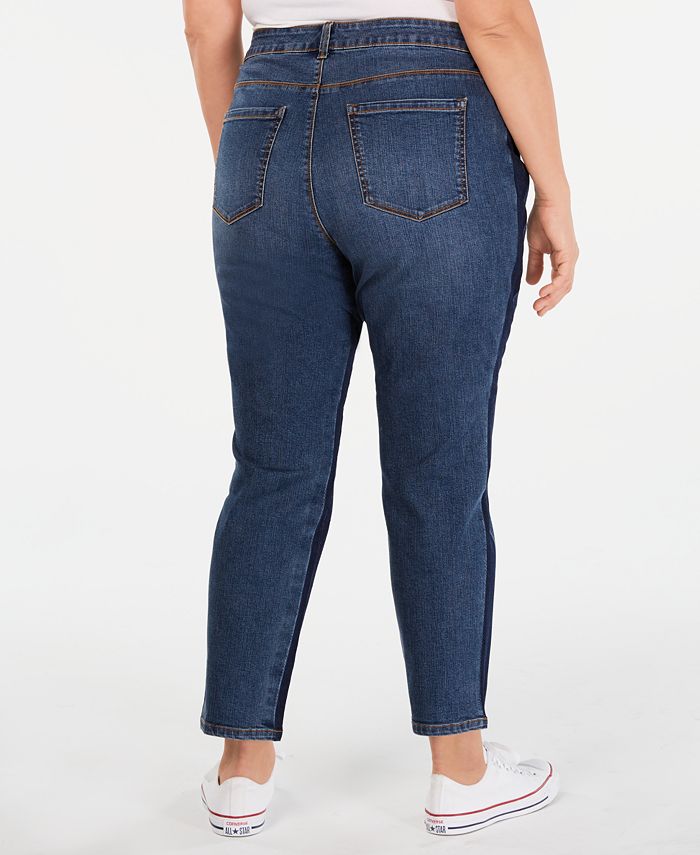 Style & Co Plus Size Tummy-Control Slim-Leg Two Tone Jeans, Created for ...