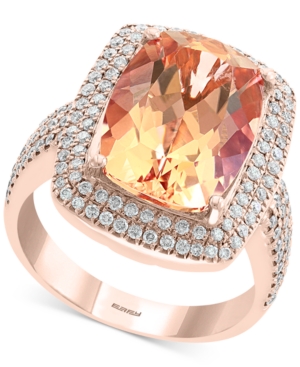image of Effy Morganite (6-1/3 ct. t.w.) & Diamond (5/8 ct. t.w.) Statement Ring in 14k Rose Gold