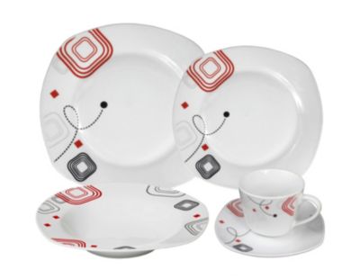 Porcelain 20 Piece Square Dinnerware Set Service for 4