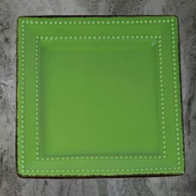 16 Piece Square Beaded Stoneware Dinnerware set, Service for 4