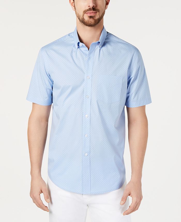 Club Room Men's Stretch Dot-Print Cotton Shirt - Macy's