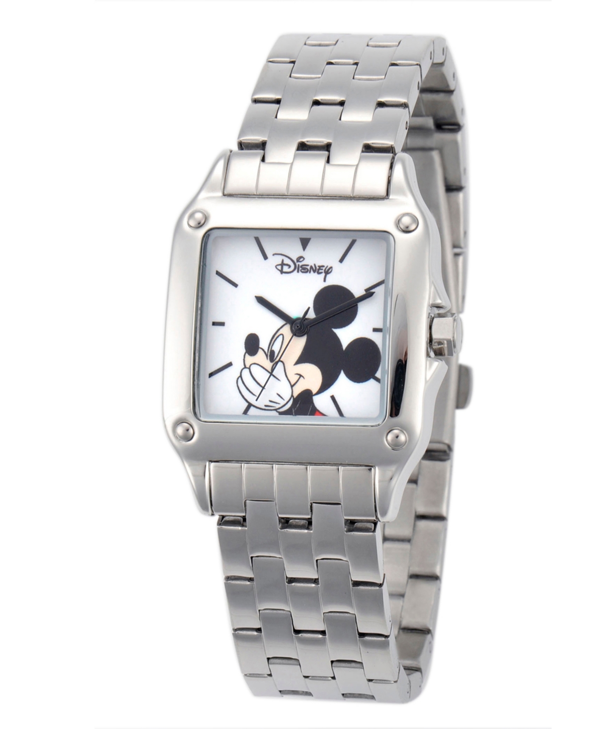 Disney Mickey Mouse Women's Silver Square Steel Watch - Silver