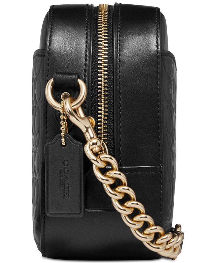 COACH Mini Camera Bag In Signature Leather in Black