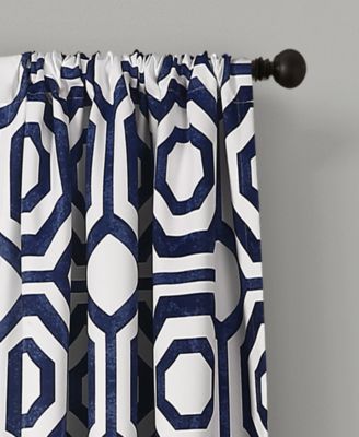Lush Decor Octagon Blocks Light Filtering Window Curtain Panels Pair 52"W x 84"L