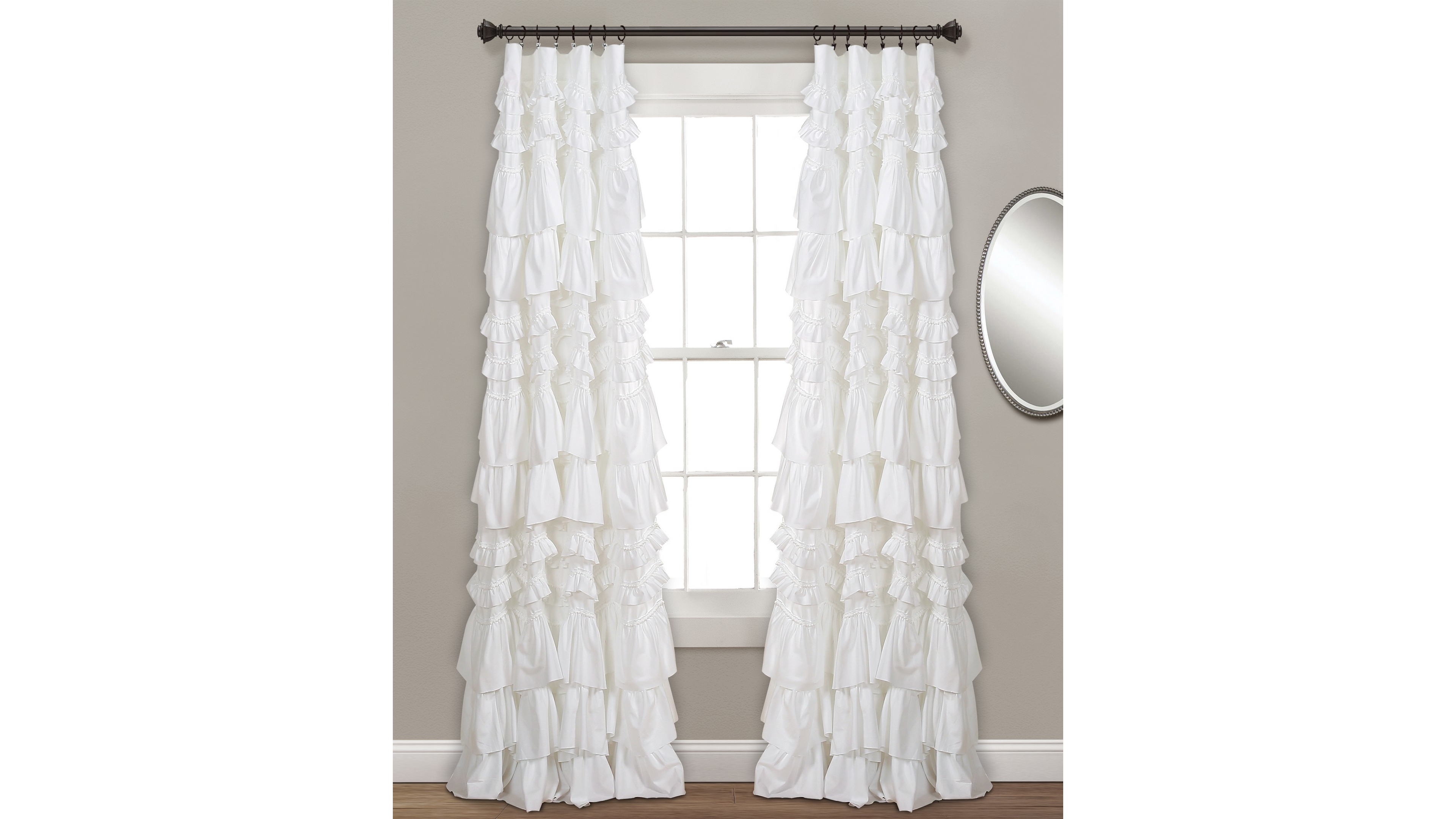 Lush Decor Kemmy Light Filtering Window Curtain Panel Single 52" W x 84" L- Drapes - Ruffled Curtains for Bedroom -Curtains