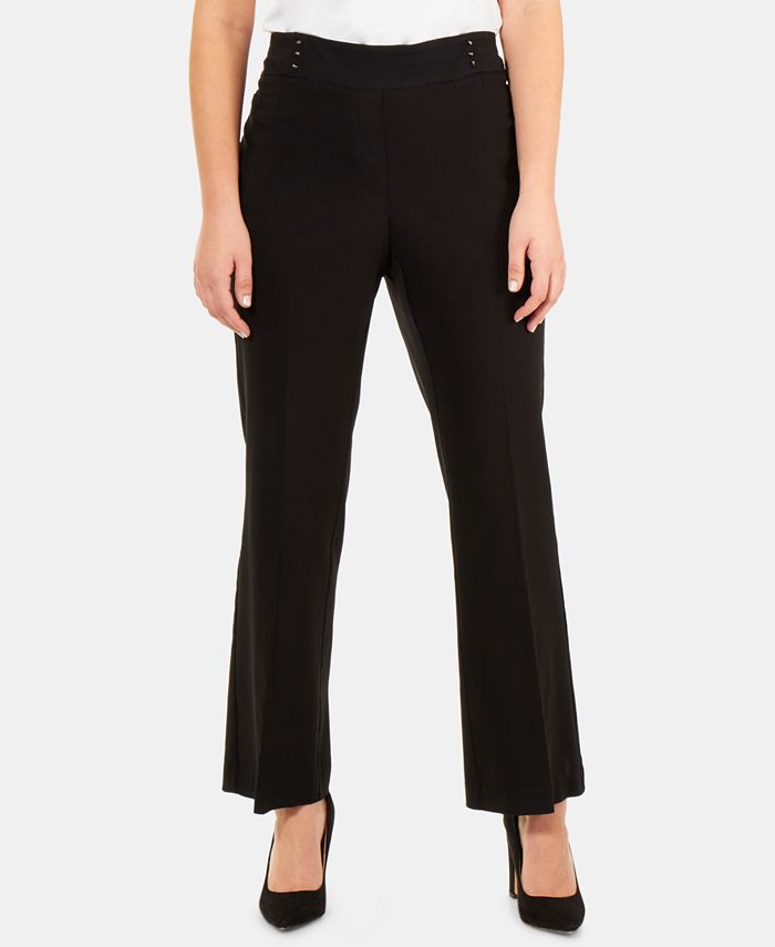 NY Collection Petite Studded-Waistband Pants - Macy's