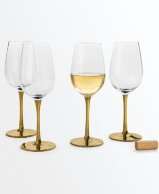 Martha Stewart Collection - Gold Stem White Wine Glasses, Set of 4