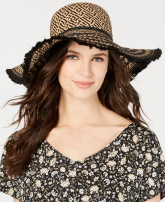 Betsey Johnson - Mixed Texture Straw Floppy Hat