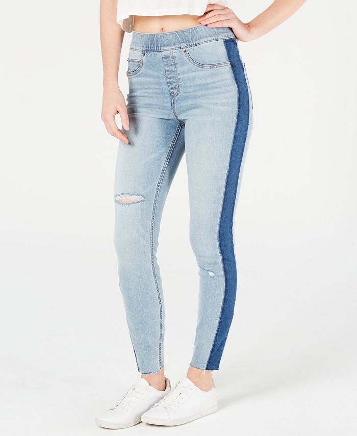 SPANX Side-Stripe Ripped Skinny Jeans - Macy's