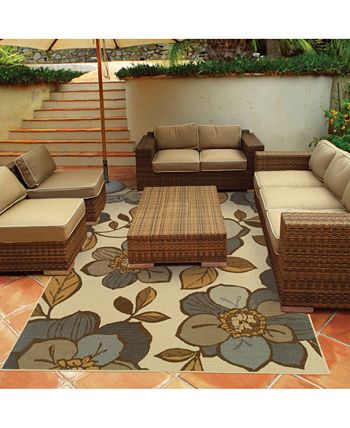 Oriental Weavers - Bali 9448M Ivory/Gray 7'10" x 7'10" Indoor/Outdoor Runner Area Rug